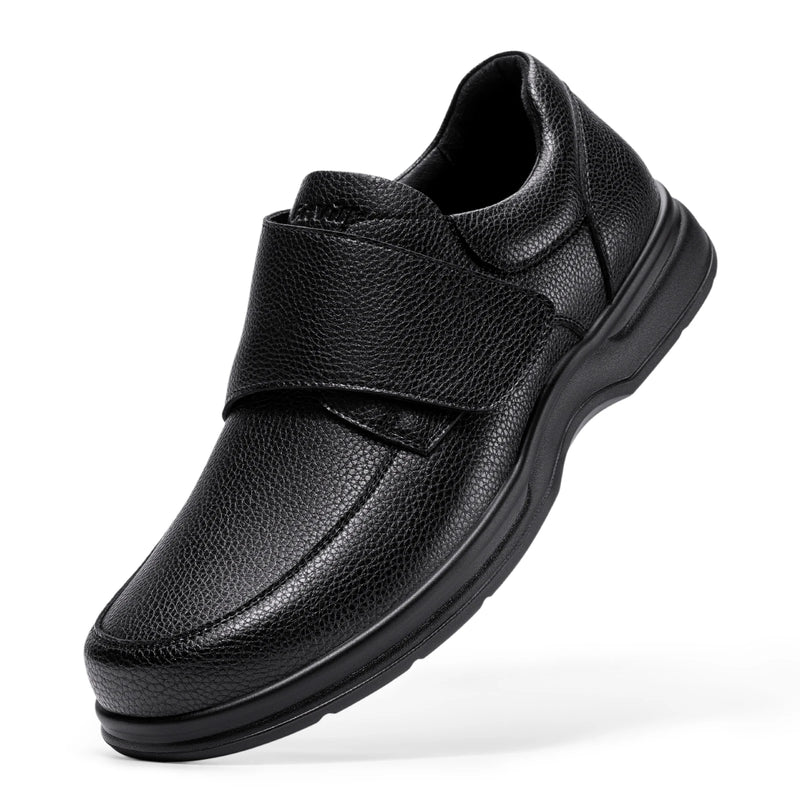 Fitville Men'S Business Leather Shoes Wide Toe Box  Casual Oxford Shoes  Lightweight Non-Slip Water-Repellent For Swollen Feet