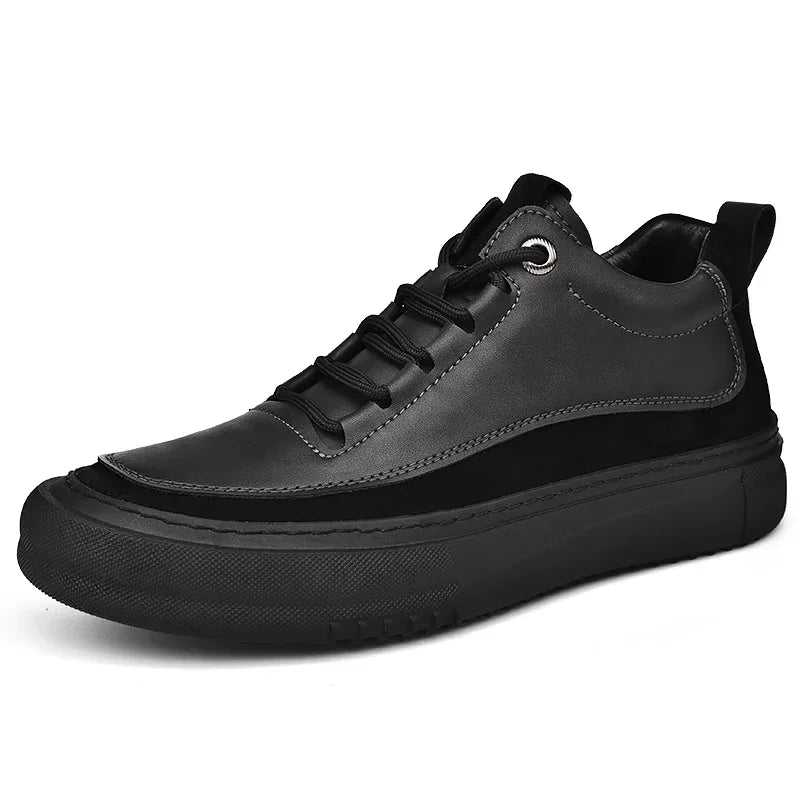 British Style Men Casual Leather Thick Bottom Shoes Outdoor Walking Shoes Antiskid New Lightweight Designer Office Driving Shoes