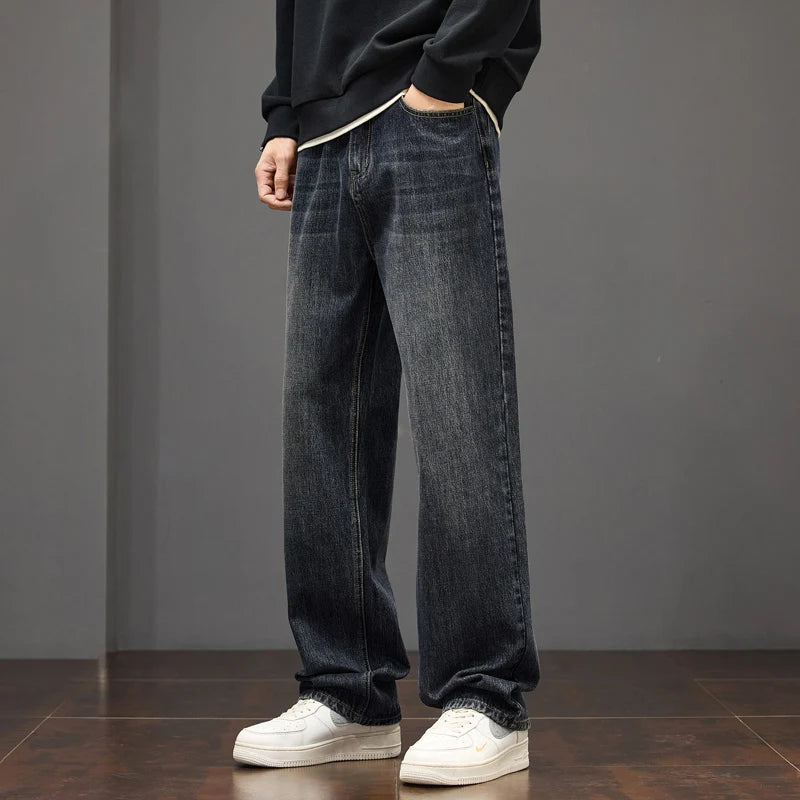 Men's Vintage-Washed Straight-Leg Jeans Fall/Winter | SAMAG