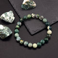 Genuine Tree Patterned Agates Beads Bracelet Woman Real Natural Moss Man Energy Stones for Healing - Visuel 2 | SAMAG