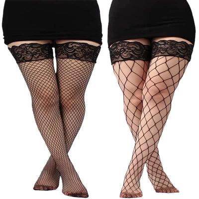 FREEAUCE Plus Size Hollow Mesh Fishnet Sexy Over Knee | SAMAG