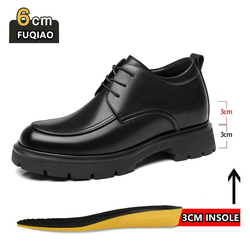 Invisible Comfortable Heightened Shoes for Men 3/6/8CM Thick Platform Genuine Leather Man Dress Shoes Casual Elevator Derby Shoe