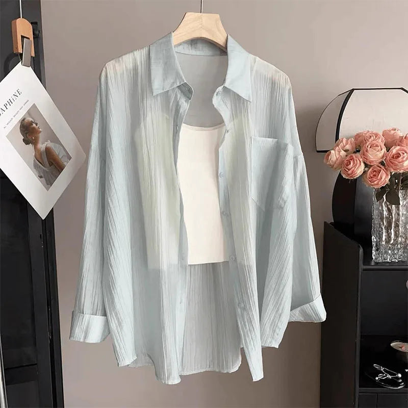 Summer Sunscreen Shirt Women Elegant Perspective Thin - View 7 | SAMAG