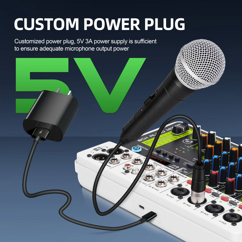 Debra V4/V8 Audio Interface Mixer Bluetooth 5.0 Phantom Power for Computer Studio Stage Band with Delay Replay Effects