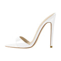 Onlymaker Women Peep Toe Mules Gold Slip On Thin High Sandals Big Size Classic Fashion Lady Sandals
