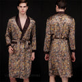 Pajama Men's Robe Kimono Gown Bathrobe with Pockets Print Sleepwear Home Clothing Spring Autumn Satin Nightwear Loose Loungewear