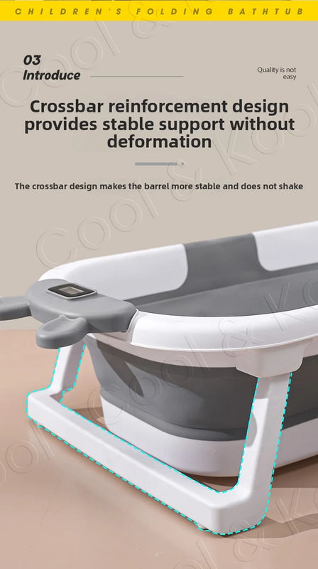 Foldable Silicone Baby Bathtub with Temperature Sensing, Non-Slip & Portable Infant Bath