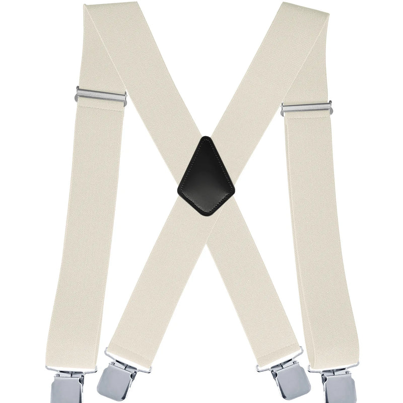 Men's Suspender Trousers Braces with Strong 2 inch Wide 4 Clips Heavy Duty for High Elastic X Style - Visuel 7 | SAMAG
