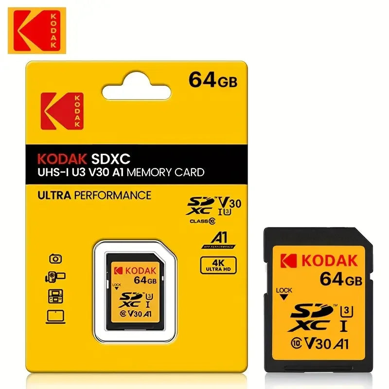 KODAK SD Card High speed SD Card U3 Class10 256GB 128GB 64GB 32G Full Size Flash SD Memory Card High Speed for Camera