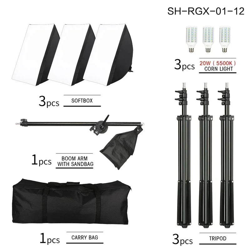 Softbox Light Photography Kit Photo 2M Tripiod for Soft Box Disc Light Led 45W Photo Studio Stand Lighting Shooting Lamp Video