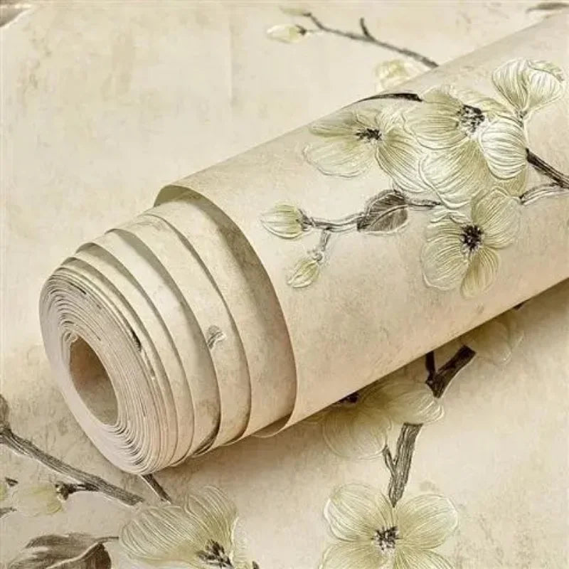 3D Fine Retro American Country Garden Wallpaper Non Self-adhesive Bedroom Living Room Background Wall Stickers 9.5m