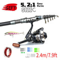 Telescopic Fishing Rod Reel Combo Full Set Portable 1.8m 2.1m 2.4m 2.7m 3m Long Cast Spinning Reel Simulation Lures For Saltwate