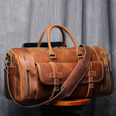 MUNUKI Vintage Crazy Horse Genuine Leather Travel bag | SAMAG