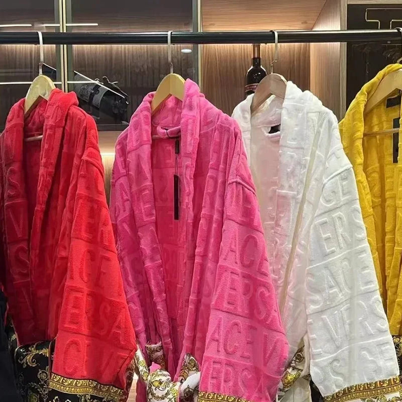 Bathrobe Men Women Sleepwear Long Robe Cotton Luxury Hotel Style Pajamas Homewear Comfortable Plush Loungewear
