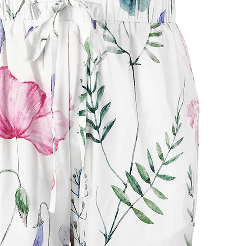 Women Summer Floral Print Shorts Casual Loose Drawstring - View 5 | SAMAG