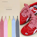 1 Pair Flat Shoelaces Replacement Decorative Check Gingham Shoe Laces for Sneakers Skate Shoe Width 2.5CM Women Men
