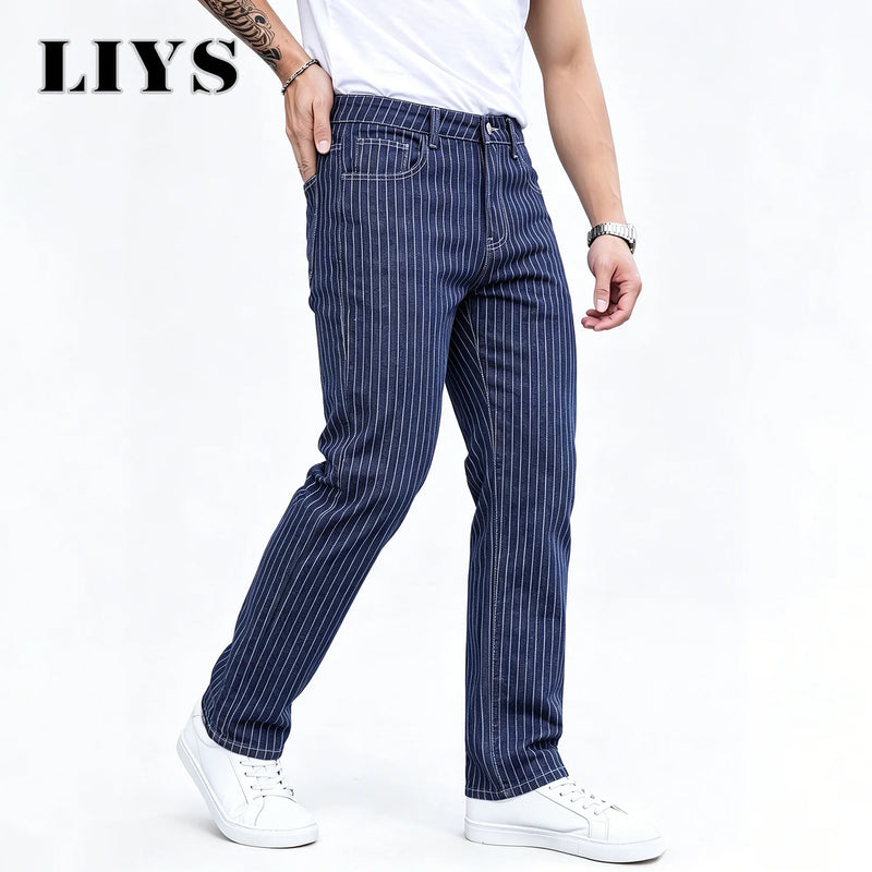 LIYS Light Luxury Blue White Striped Jacquard Slim | SAMAG