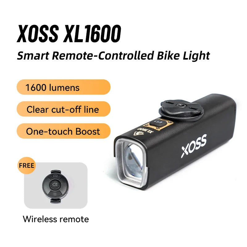 XOSS XL1600 Bike Light 1600Lm Headlight Waterproof Type-C Rechargeable Front Lamp Bicycle Light Aluminum Ultralight Flashlight