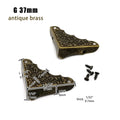12pcs Decorative Jewelry Chest Wine Gift Box Wooden Case Antique Brass Golden Furniture Corner Protector Cover with Screws Nails