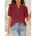 Dokotoo Womens Summer Business Casual Blouses V Neck Short Sleeve Shirts Eyelet Cute Lace Tops