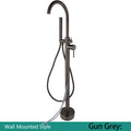 KEMAIDI Golden Plated Bathtub Filler Shower Roman Tub Faucet Set Free Standing Black Bath Shower Systerm Round Spout Mixer Tap