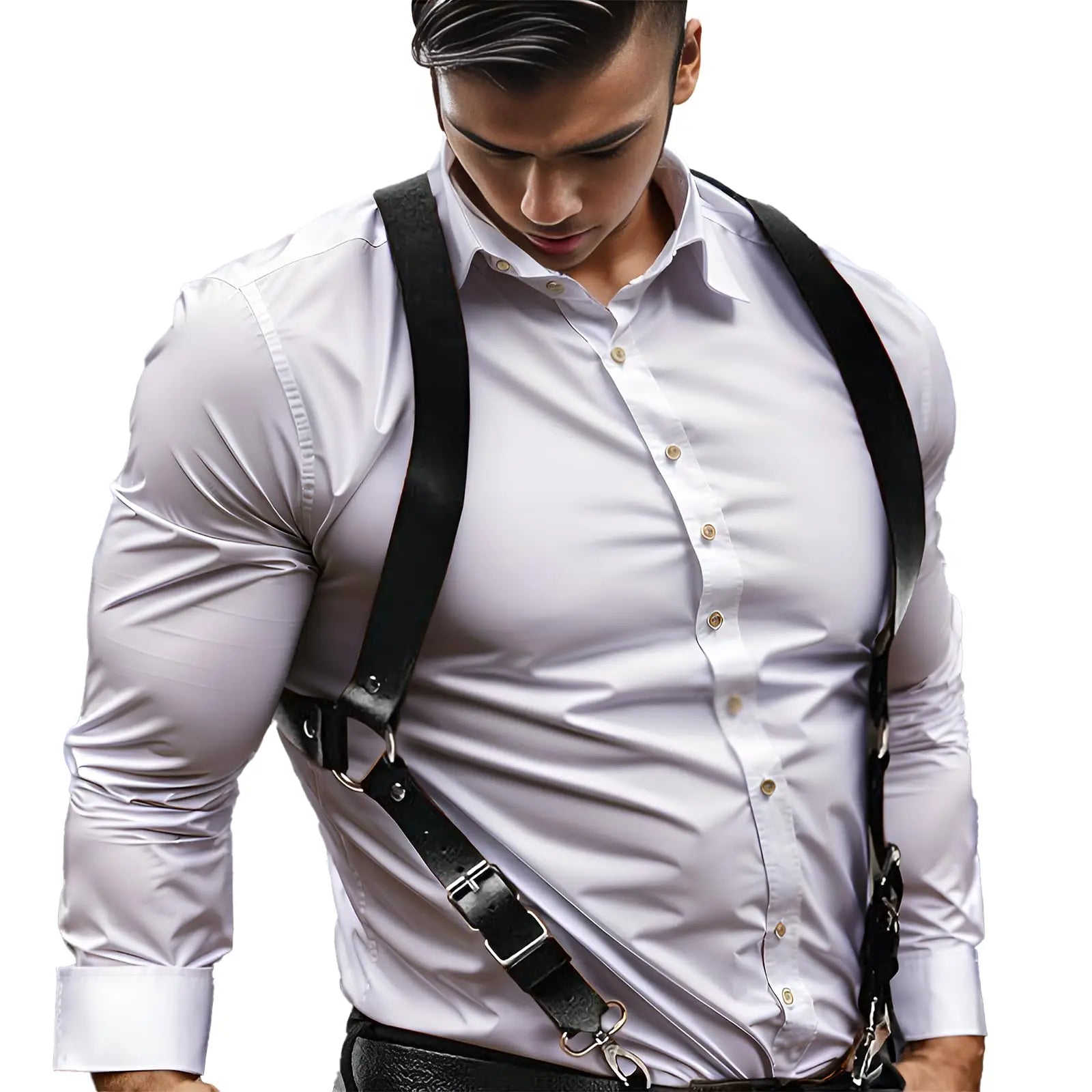 UYEE Men's Pants Leather Adjustable Backpack Shoulder Straps Fashion Adult Belt