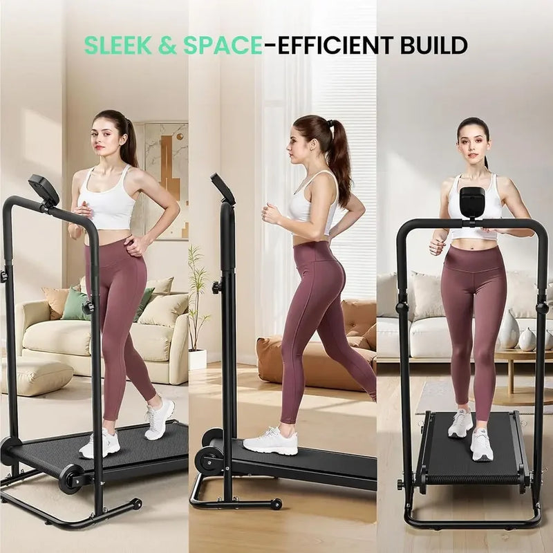 Manual Adjustable Incline Treadmill with Dual Wheels, LCD | SAMAG