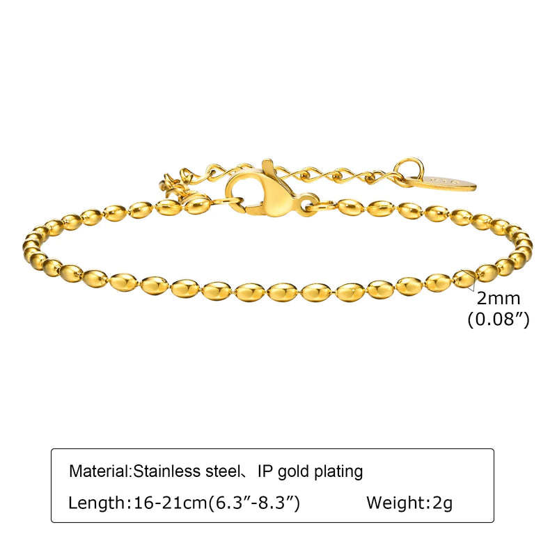 Non Tarnish Stainless Steel Bracelet Gold Plated Stackable for Women, Thin Herringbone Chain Bracelet Waterproof Jewelry Gift