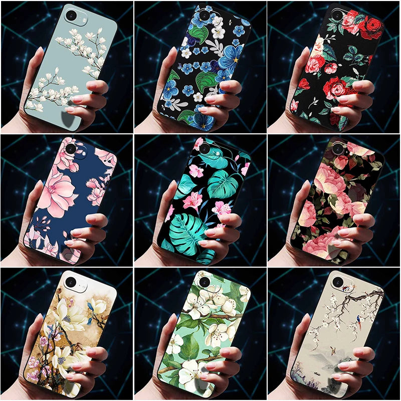 3D Flowers Emboss Fundas For iphone 16E Case iphone16 E Soft Silicone Phone Cases for iphone16 16 Back Cover Coque iphone16e Bag