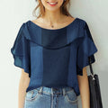 ZANZEA Summer Women Chiffon Blouse Elegant Ruffle Short - View 19 | SAMAG