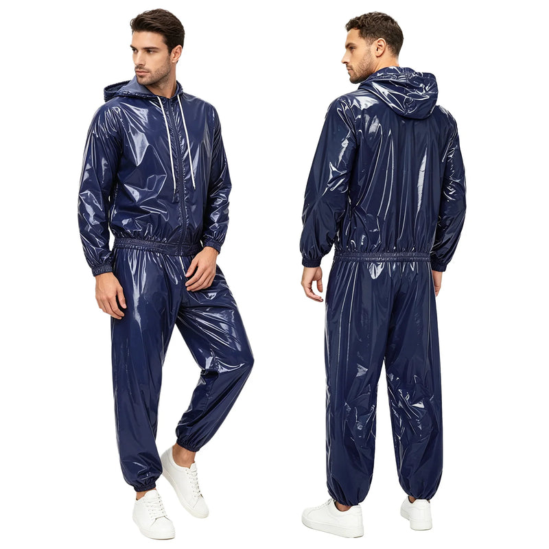 Men Waterproof Glossy Jacket Tops with Jogging Pants Hip | SAMAG