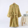 2026Couple's Printed Cotton Loose Fitting Bathrobe Japanese Style Tie Up Kimono Bathrobe Sweat Steaming Cotton Pajamas Robes Men