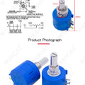 WAVGAT 3590S Multiturn Potentiometer 500 1K 2K 5K 10K 20K 50K 100K ohm Potentiometer Adjustable Resistor 3590 102 202 502 103