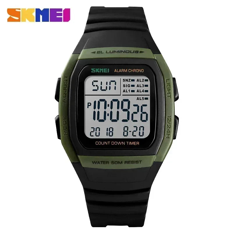 SKMEI 1278  Chrono Countdown Men Wristwatch  Casual Outdoor Male Clock Luminous montre homme Digital Dual Time Sport Mens Watche