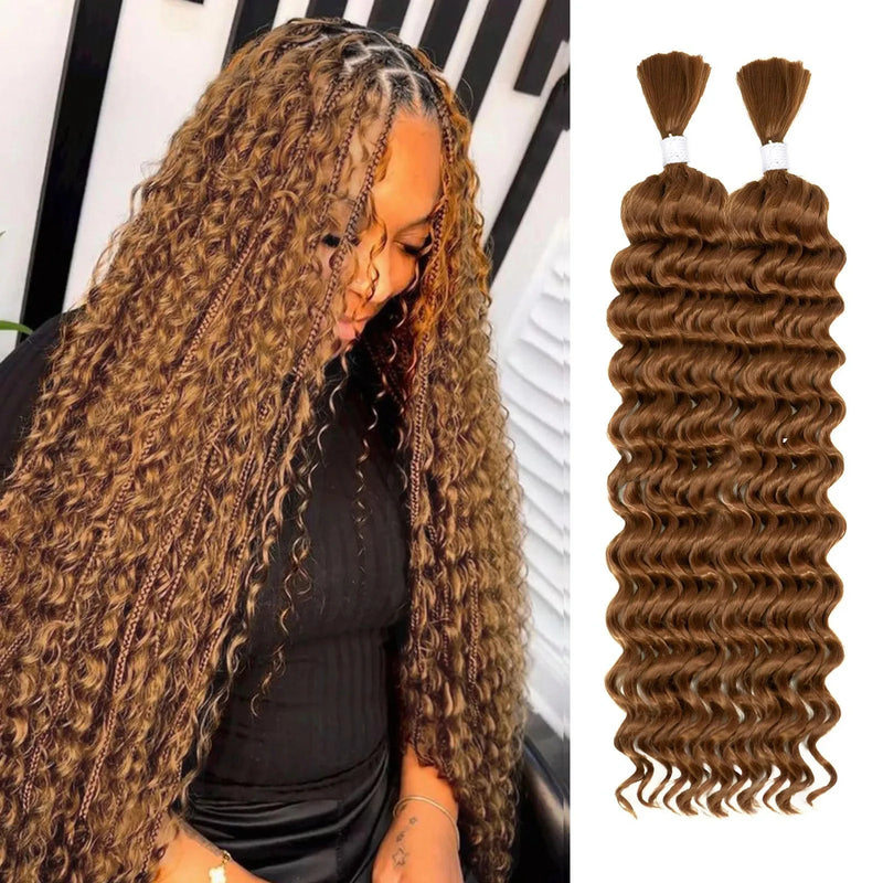 Synthetic Curly Deep Wave Bulk hair For Braiding 20inch No Weft Deep Wave For Braiding Micro Faux Braiding Hair for Boho Braids