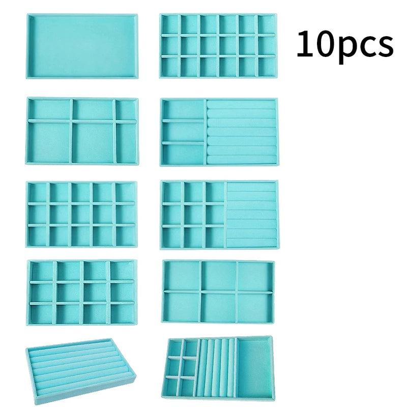 1 Set, (Including 8PCS) Flocking Jewelry Box Jewelry Tray