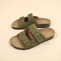 Women's Flat Outdoor Beach Casual Slippers Man Sliders Thick Sole Leather Cork Sole Sandals and Slippers