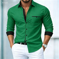 Men's shirt button-up no-iron color block casual everyday | SAMAG