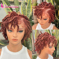 350# Bantu Braided Wigs Synthetic Full Lace Short Cornrow Braided Wigs Handmade Twist Wig with Baby Hair for Black Women