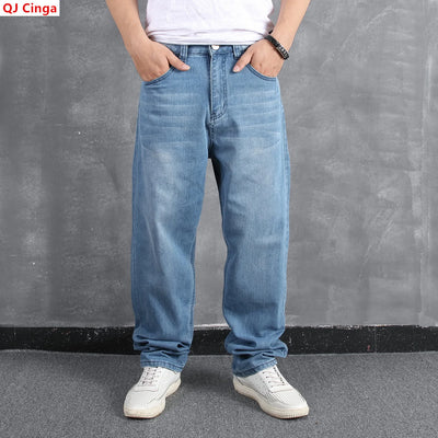 Men's Blue Stretch Wide-leg Jeans for Spring and Fall | SAMAG