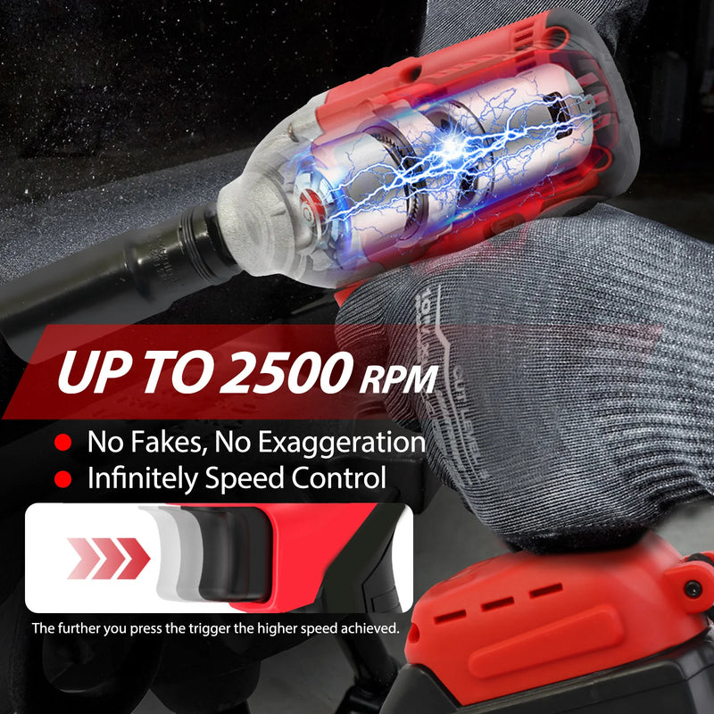 1000N.m Cordless Impact Wrench Brushless 20V 1/2 inch Power Tool Sets High Torque 2x1500MAh Batteries for - View 4 | SAMAG
