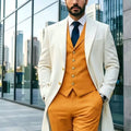 Ivory Long Blazer Men's Suits Single Breasted Wedding | SAMAG
