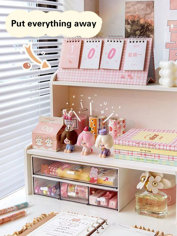 INS Desktop Storage Box 2 Layers Home Bedroom Dresser Skin Care Products Lipstick Shelf Study Stationery Books Sundry Organizer