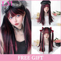 LM Medium Length Pink Cosplay Wig Heat Resistant Costume Party Synthetic Wigs 2 Clip On Ponytail 7 Colors