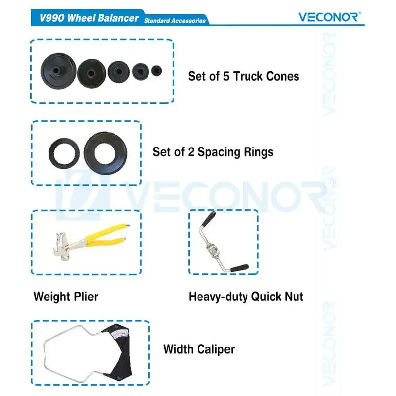 Semi-Automatic Truck Wheel Balancer with Wheel Lift Suitable for Truck Bus Tractor Wheels Rims up to 26" - V990