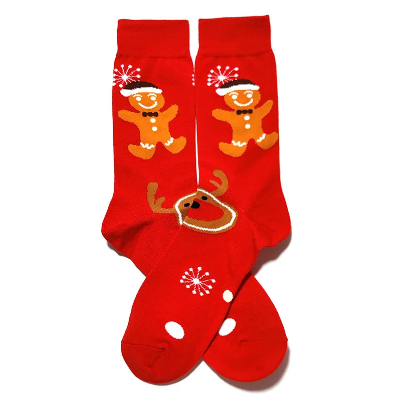 2025 New Men Christmas Socks New Year Funny Snowflake Beer Santa Claus Elk Snow Cotton Happy Socks Men Cartoon Women Sokken