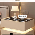 Modern Style Solid Wood Bedside Table with Wireless Charging Smart 2 Drawers Bedroom Nightstands with Lock 40/45/50cm