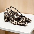 Women's Summer New Product Leopard Pattern Square Head Shallow Mouth Thick Heel Square Head Retro Versatile High Heels