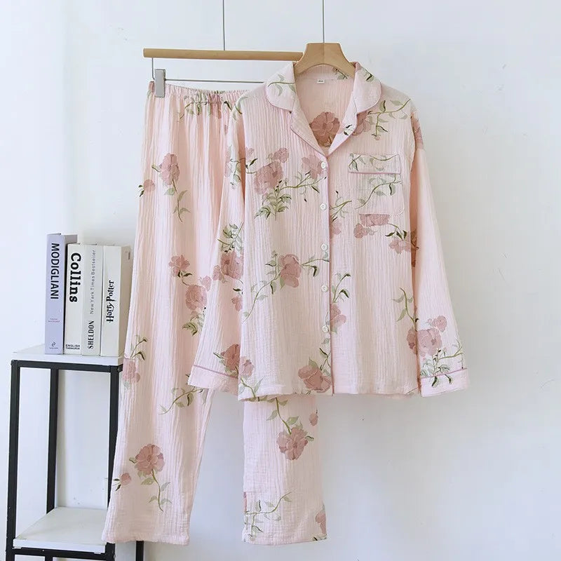 New Large Size Pajamas Women Cotton Crepe Home Service | SAMAG