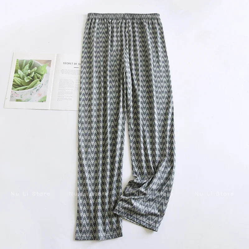 Men's Stylish Summer Pajama Pants, Thin Home Pants, Loose Breathable Air-Conditioned Pants with Elastic Waist